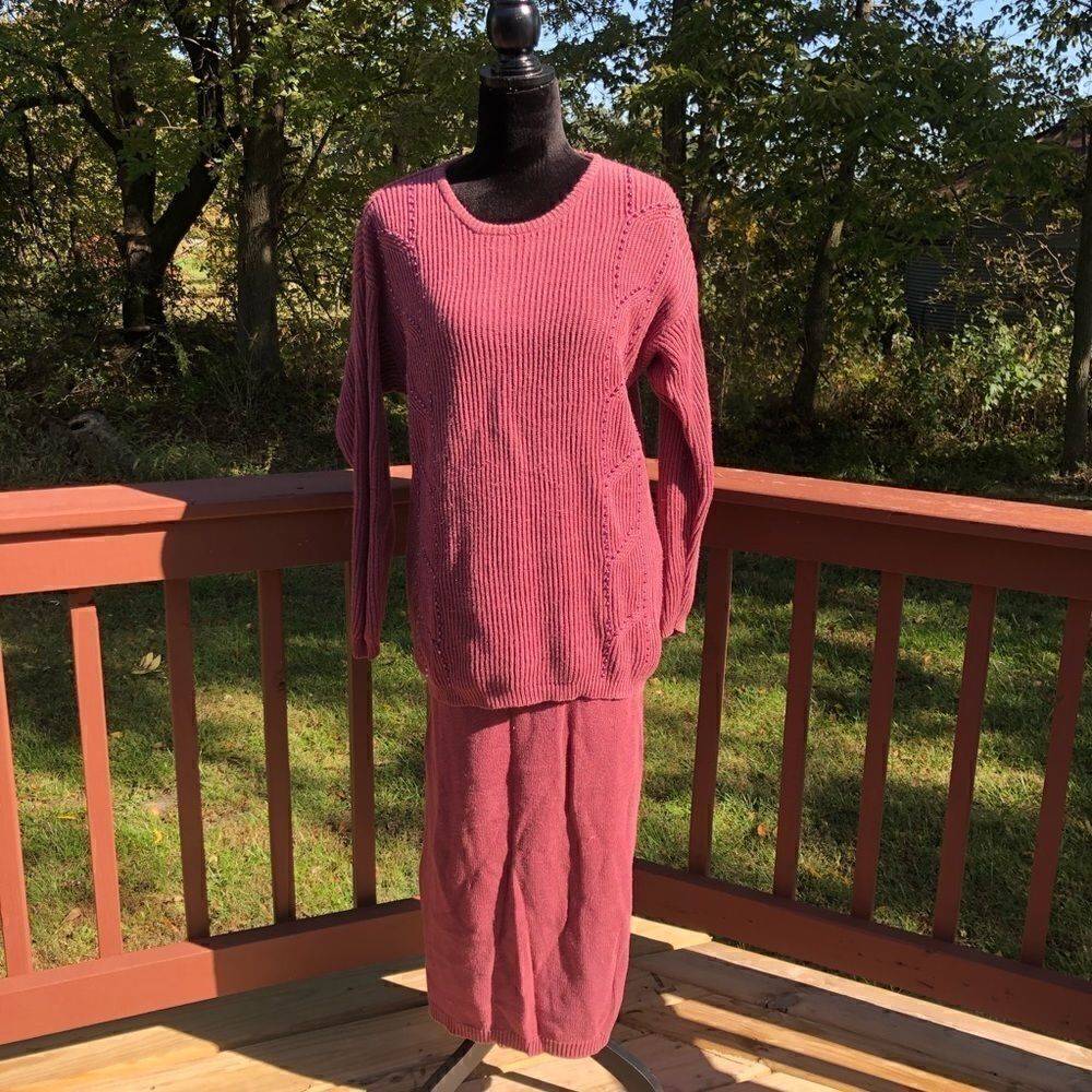Darian Ladies Burgundy Vintage 90s 2 piece Sweater Dress, sz Small